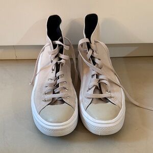 Converse High-Top Sneakers in Light Beige